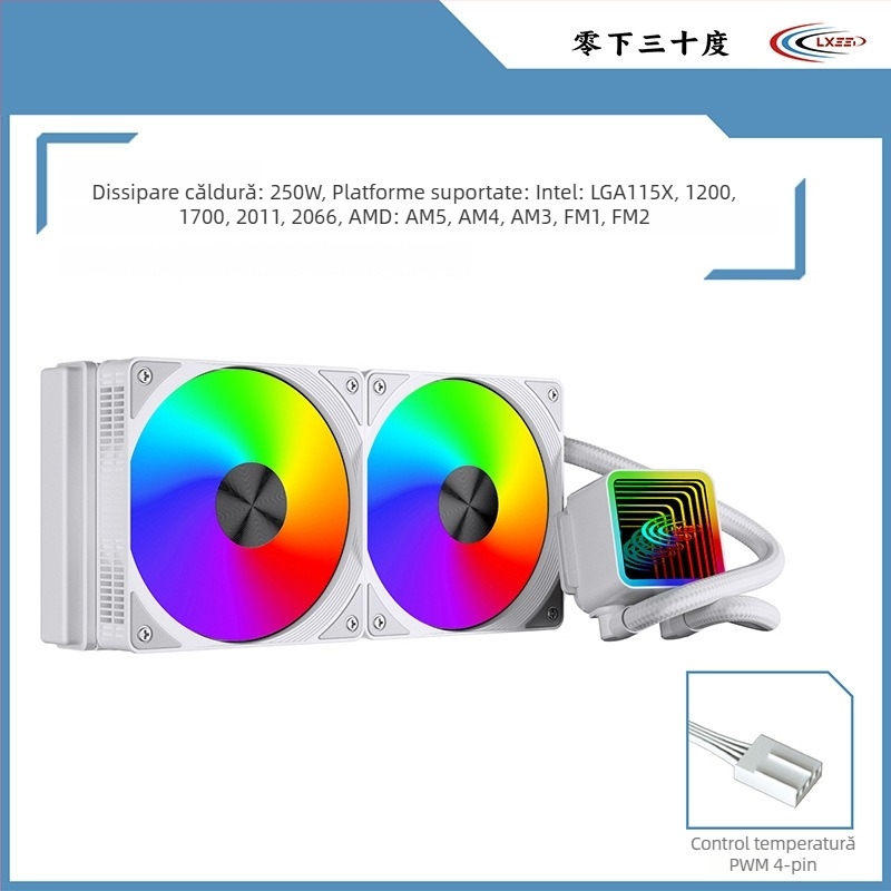 Radiator de răcire cu apă pentru CPU – corp din cupru, rulmenți hidraulici (cupru, rulmenți hidraulici, 1800 RPM, 20 dB, răcire cu apă)