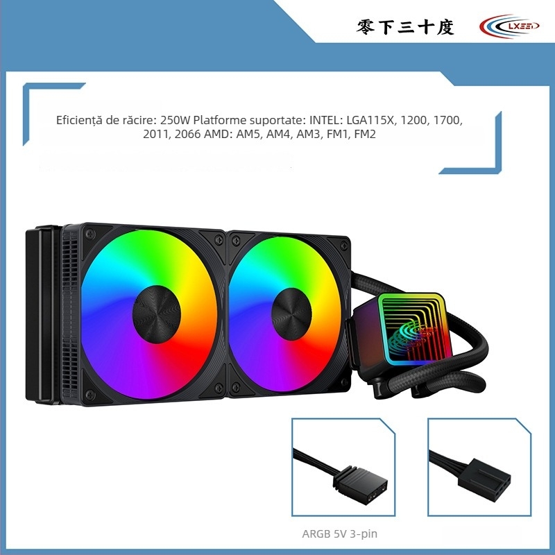 Radiator de răcire cu apă pentru CPU – corp din cupru, rulmenți hidraulici (cupru, rulmenți hidraulici, 1800 RPM, 20 dB, răcire cu apă)