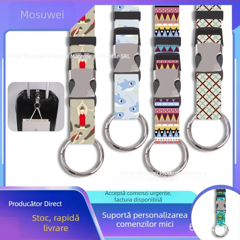 Mosuwei Accesorii pentru bagaje – model geometric, antifurt, cârlig exterior pentru agățare