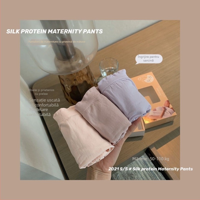 Lenjerie intimă de maternitate – bumbac pur, moale, uscare rapidă, antibacteriană; talie înaltă pentru susținerea abdomenului; cu proteina de mătase; mărime mare; ambalaj în cutie.