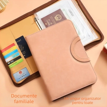 Mapă de documente A4 cu fermoar Baiheng, model A4-id storage book, PU, grosime 3.5 cm, 12 pagini