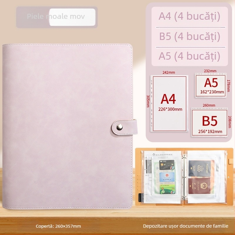 Mapă de documente A4 cu fermoar Baiheng, model A4-id storage book, PU, grosime 3.5 cm, 12 pagini