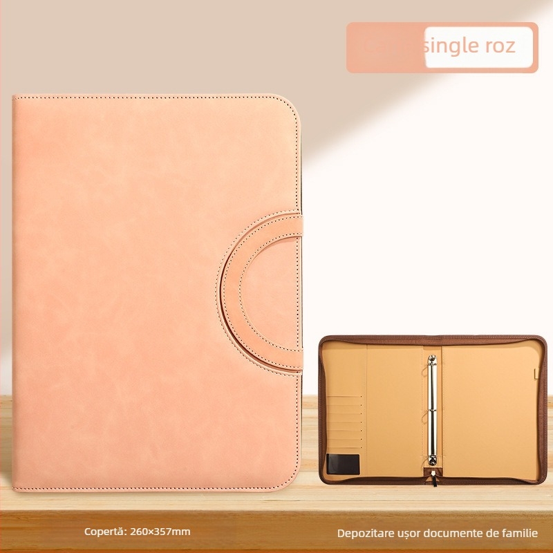 Mapă de documente A4 cu fermoar Baiheng, model A4-id storage book, PU, grosime 3.5 cm, 12 pagini