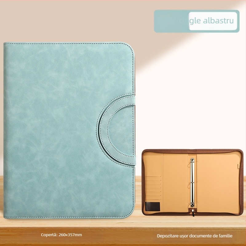 Mapă de documente A4 cu fermoar Baiheng, model A4-id storage book, PU, grosime 3.5 cm, 12 pagini