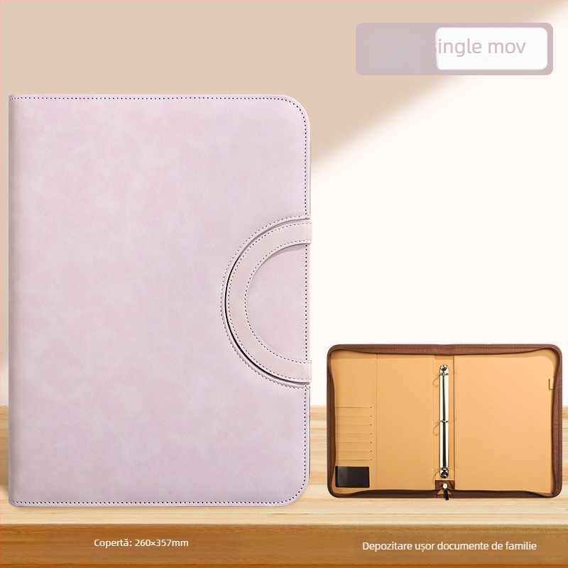 Mapă de documente A4 cu fermoar Baiheng, model A4-id storage book, PU, grosime 3.5 cm, 12 pagini