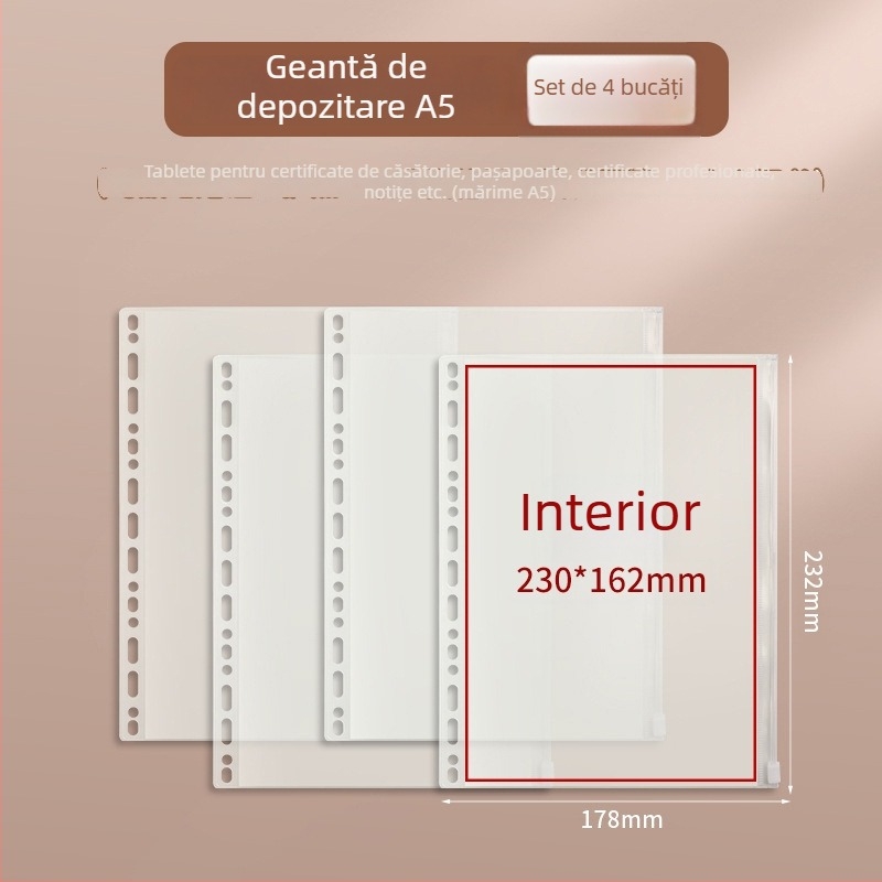 Mapă de documente A4 cu fermoar Baiheng, model A4-id storage book, PU, grosime 3.5 cm, 12 pagini