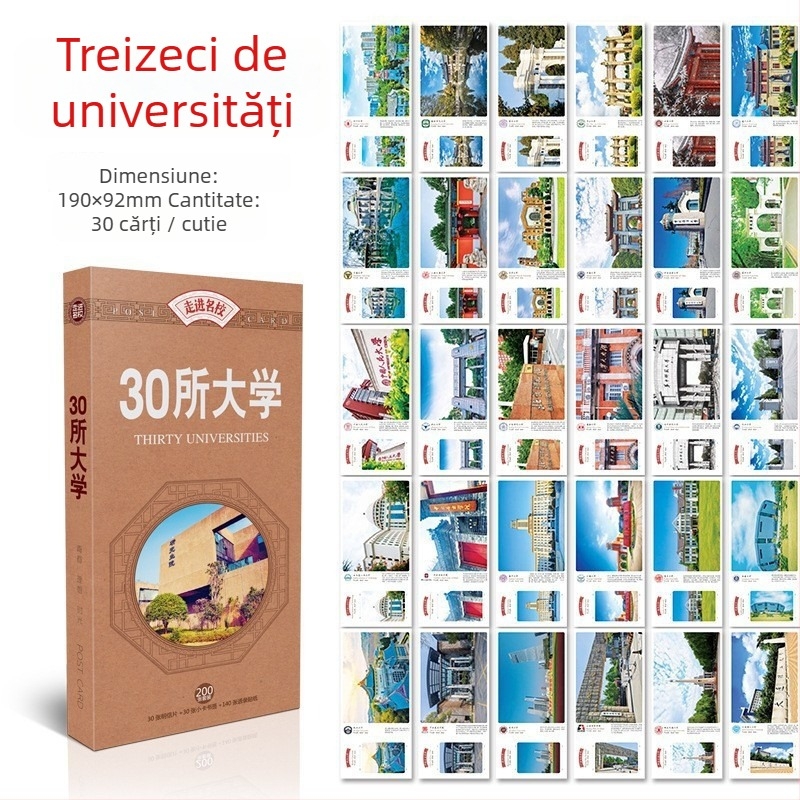 XIAOZ set de 30 cărți de felicitare — stil pastoral, carduri albe, imprimare, inspiraționale pentru elevii la începutul sezonului de admitere la universitate, cu școli renumite