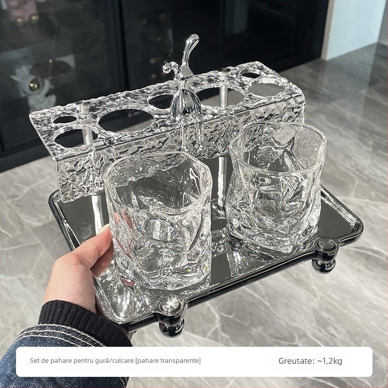 Osborn set pentru periuțe de dinți și pahar de clătire a gurii — organizator de baie din sticlă, construcție cu un singur strat, formă neregulată