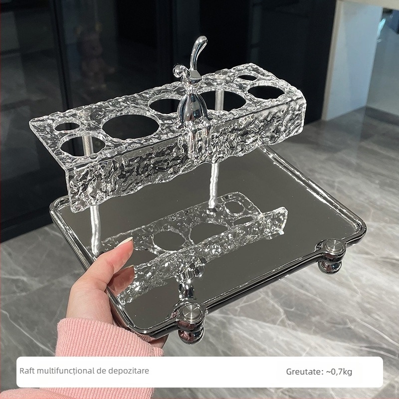 Osborn set pentru periuțe de dinți și pahar de clătire a gurii — organizator de baie din sticlă, construcție cu un singur strat, formă neregulată