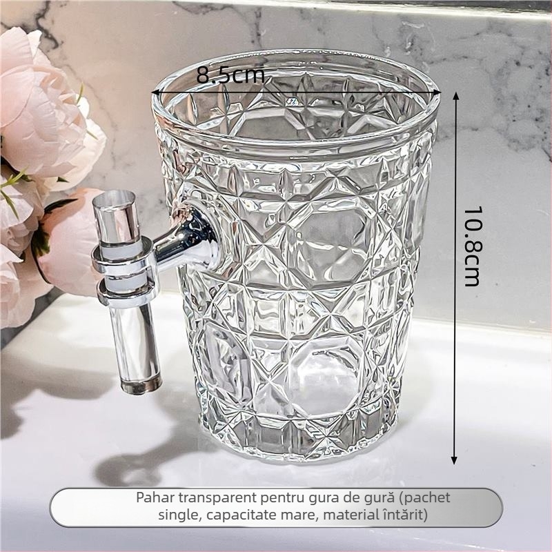 Pahar din sticlă pentru gură și periuțe de dinți, design modern minimalist, cilindric, rezistent la căldură, strat unic