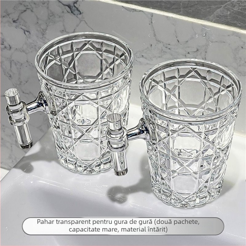 Pahar din sticlă pentru gură și periuțe de dinți, design modern minimalist, cilindric, rezistent la căldură, strat unic