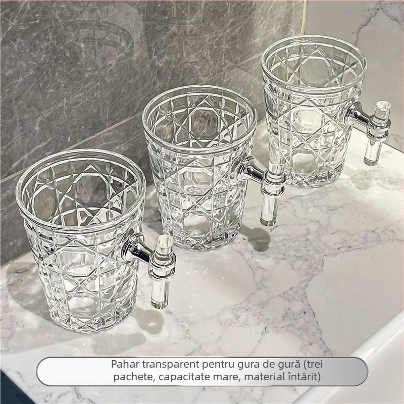 Pahar din sticlă pentru gură și periuțe de dinți, design modern minimalist, cilindric, rezistent la căldură, strat unic