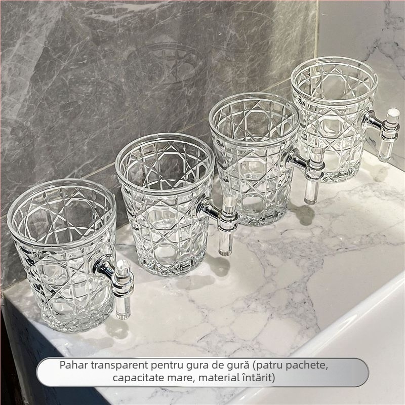 Pahar din sticlă pentru gură și periuțe de dinți, design modern minimalist, cilindric, rezistent la căldură, strat unic