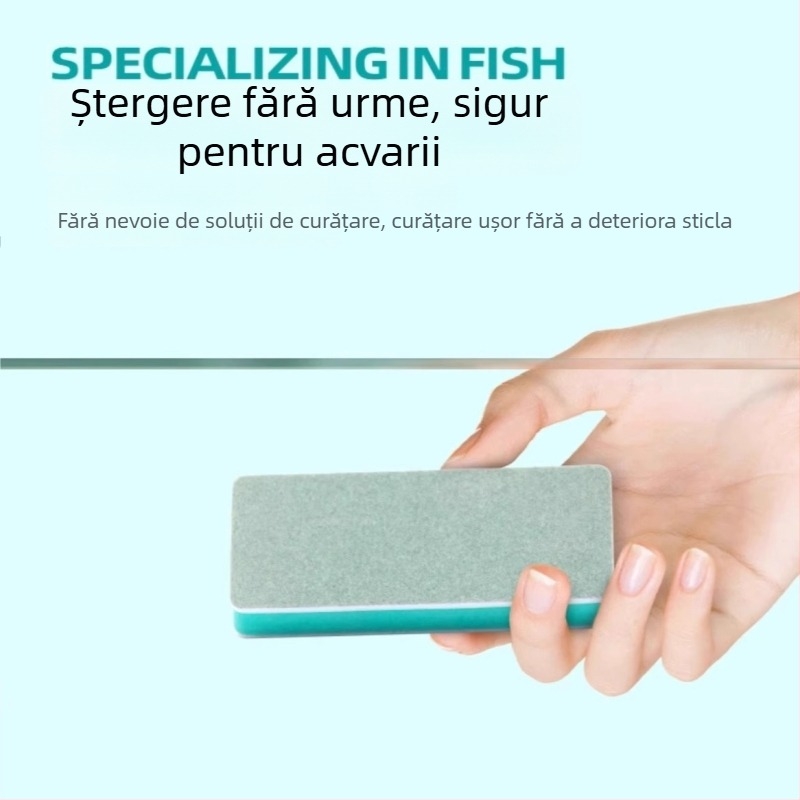 Șervețel dublu față pentru curățarea pereților interiori din sticlă ai rezervorului; elimină depunerile de calcar, urmele de apă și petele; sigur pentru rezervoare; uz casnic; lansat în 2024