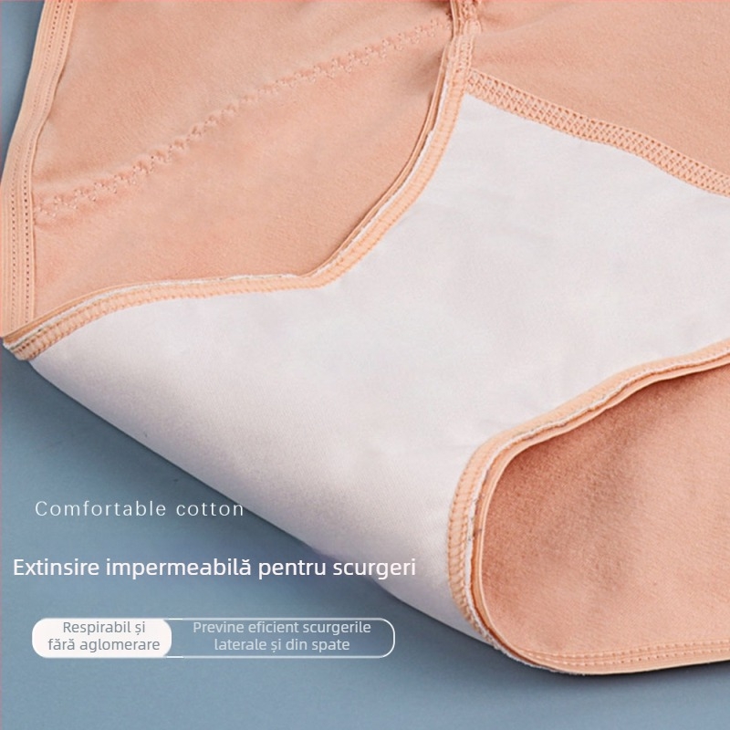 Chiloți de maternitate, talie medie, anti-scurgeri, bumbac 90-95%, căptușeală poliester