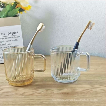 Pahar de periuță de dinți din sticlă pentru cupluri - rotund, design modern minimalist, structură dintr-un singur strat, pentru periajul dinților