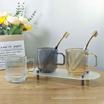 Pahar de periuță de dinți din sticlă pentru cupluri - rotund, design modern minimalist, structură dintr-un singur strat, pentru periajul dinților