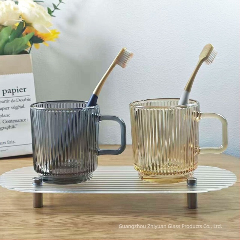 Pahar de periuță de dinți din sticlă pentru cupluri - rotund, design modern minimalist, structură dintr-un singur strat, pentru periajul dinților