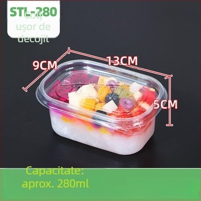 Cutie de fructe PET de unică folosință cu capac – plastic alimentar, transparent, 280ml/483ml/709ml