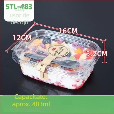 Cutie de fructe PET de unică folosință cu capac – plastic alimentar, transparent, 280ml/483ml/709ml