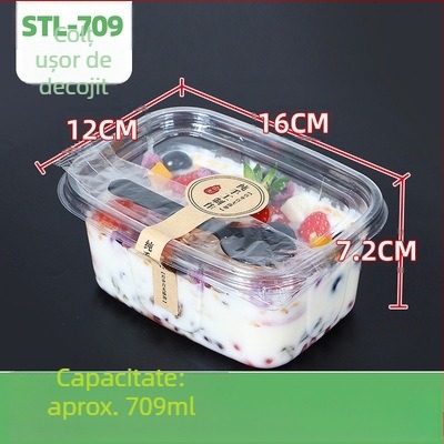 Cutie de fructe PET de unică folosință cu capac – plastic alimentar, transparent, 280ml/483ml/709ml