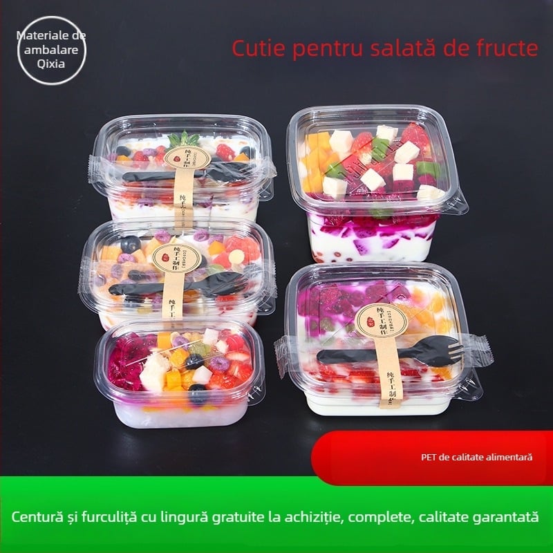 Cutie de fructe PET de unică folosință cu capac – plastic alimentar, transparent, 280ml/483ml/709ml