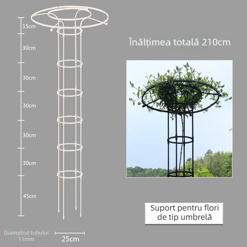 Decorațiuni de grădină: cadru în formă de umbrelă pentru trandafiri și clematis, suport de plante din oțel acoperit cu plastic, pentru exterior, Southern Leaf