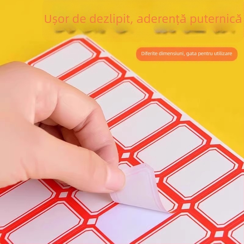 Etichete autocolante pentru preț și nume, dreptunghiulare, cod produs 913, material: hârtie specială autoadezivă, adeziv topit la cald, cu hârtie de susținere.