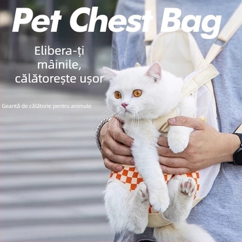 Geantă de transport pentru animale de companie (pisici și câini), material textil, model dungat, capacitate 500, rigiditate medie