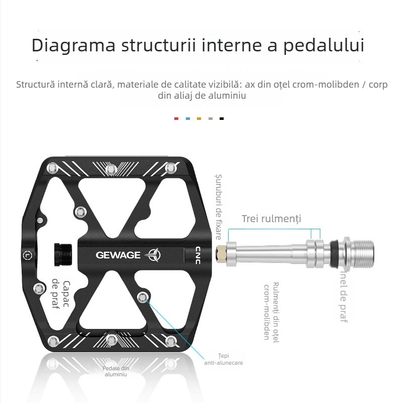 Pedale ROCES din aluminiu pentru bicicletă de șosea cu reflector