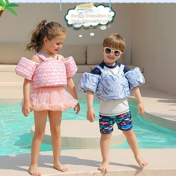 Set de plutire pentru copii cu inele pentru mâini și vestă plutitoare – imprimeu, material twill de înaltă precizie și bumbac plutant