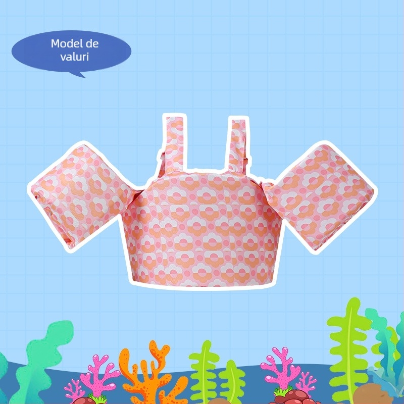 Set de plutire pentru copii cu inele pentru mâini și vestă plutitoare – imprimeu, material twill de înaltă precizie și bumbac plutant