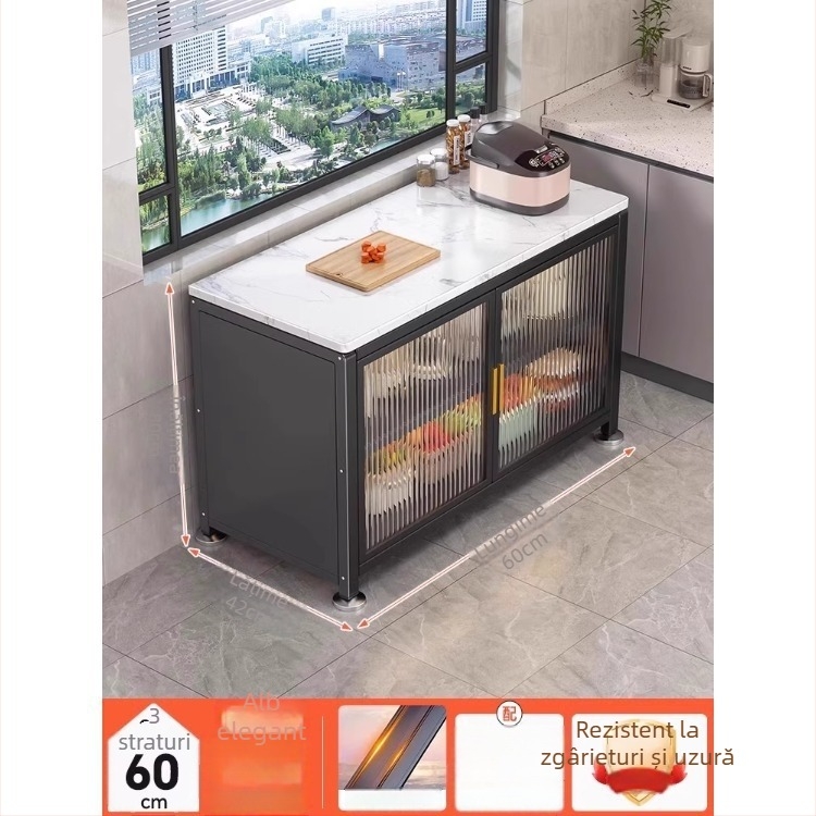 Yijun dulap de bucătărie multifuncțional din oțel-carbon, autoportant, cu raft pentru cuptorul cu microunde