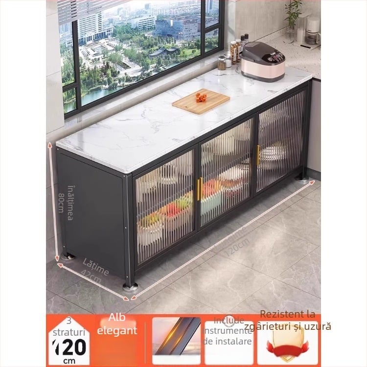 Yijun dulap de bucătărie multifuncțional din oțel-carbon, autoportant, cu raft pentru cuptorul cu microunde