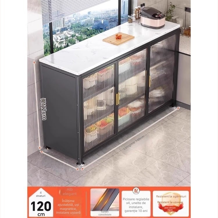 Yijun dulap de bucătărie multifuncțional din oțel-carbon, autoportant, cu raft pentru cuptorul cu microunde