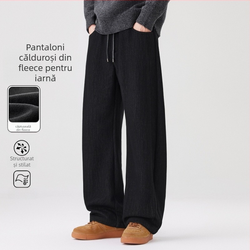 Blugi drepti, fermoar, patchwork manual, spălare prin piatră