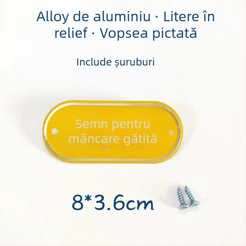 Set de etichete de bucătărie din aliaj de aluminiu pentru clasificarea alimentelor crude și gătite, etichete autoadezive cu finisaj de vopsire la cuptor, destinat școlilor, spitalelor, hotelurilor și centrelor comerciale. Origine: Wenzhou, China