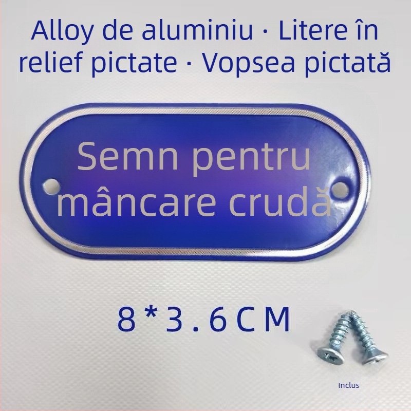 Set de etichete de bucătărie din aliaj de aluminiu pentru clasificarea alimentelor crude și gătite, etichete autoadezive cu finisaj de vopsire la cuptor, destinat școlilor, spitalelor, hotelurilor și centrelor comerciale. Origine: Wenzhou, China