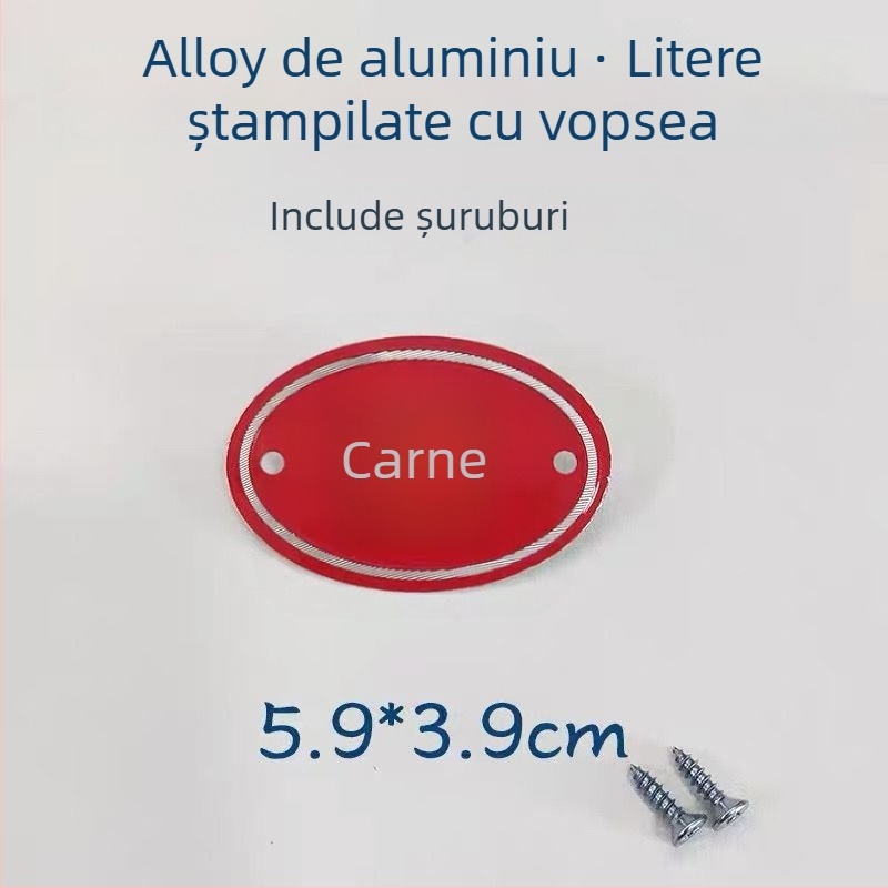 Set de etichete de bucătărie din aliaj de aluminiu pentru clasificarea alimentelor crude și gătite, etichete autoadezive cu finisaj de vopsire la cuptor, destinat școlilor, spitalelor, hotelurilor și centrelor comerciale. Origine: Wenzhou, China