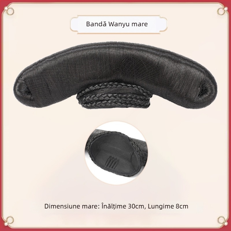 Perucă în stil Qing dinastie pentru palat, cu diademă integrată, model Gege flag head, material: sârmă rezistentă la temperaturi înalte, lungime: scurtă, stil: lux ușor.