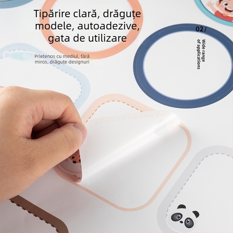 Hârtie etichetă cu nume pentru haine – nume scris de mână, stil drăguț, imprimare, Adeziv: Da