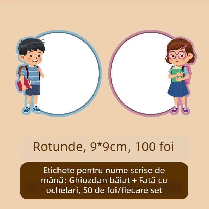Hârtie etichetă cu nume pentru haine – nume scris de mână, stil drăguț, imprimare, Adeziv: Da
