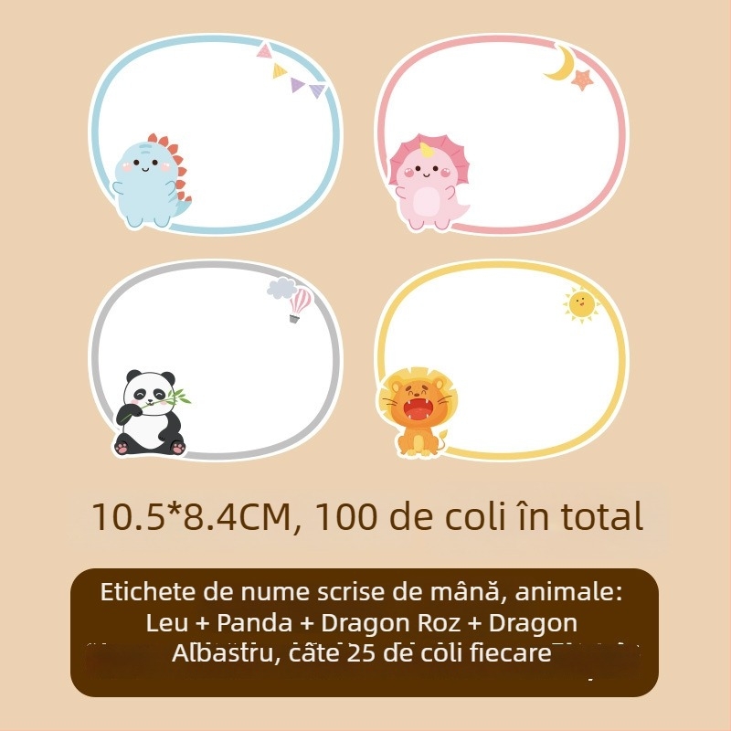 Hârtie etichetă cu nume pentru haine – nume scris de mână, stil drăguț, imprimare, Adeziv: Da