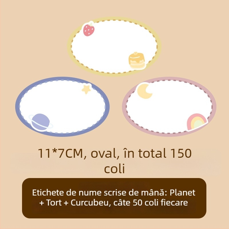 Hârtie etichetă cu nume pentru haine – nume scris de mână, stil drăguț, imprimare, Adeziv: Da