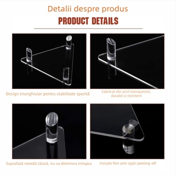 Pinxu suport acrilic de afișaj pentru mingi de baschet, fotbal, volei, rugby și bowling – raft de afișaj triunghiular transparent, Model CY-66002-3