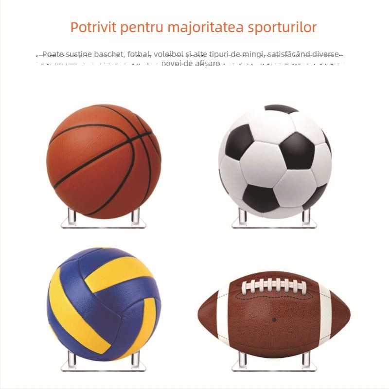 Pinxu suport acrilic de afișaj pentru mingi de baschet, fotbal, volei, rugby și bowling – raft de afișaj triunghiular transparent, Model CY-66002-3