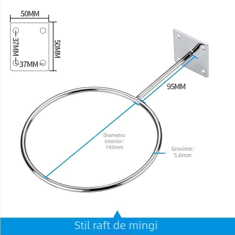 Suport de perete din fier pentru mingi, cârlig unic, design modern minimalist, încărcare maximă 5 kg, potrivit pentru mingi de baschet și fotbal
