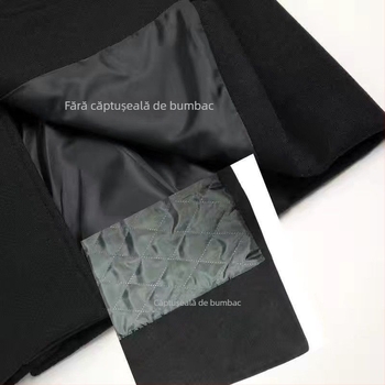 Palton de bărbați din lână - stil coreean, gros, cu nasturi la un singur rând, rever, culoare solidă