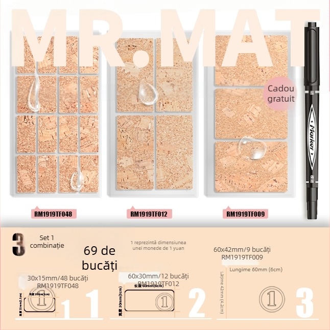 Etichetă din plută – autocolant, imprimată, stil coreean, impermeabilă pentru etichete de ulei esențial și etichetarea paharelor