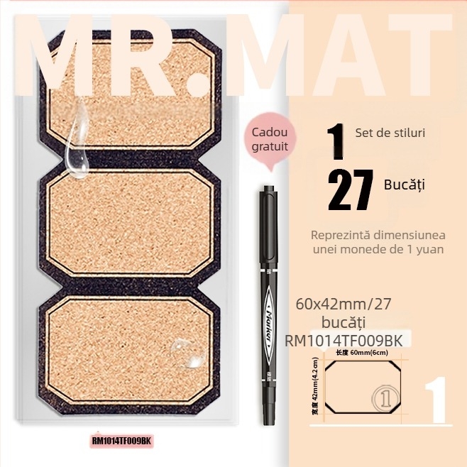 Etichetă din plută – autocolant, imprimată, stil coreean, impermeabilă pentru etichete de ulei esențial și etichetarea paharelor